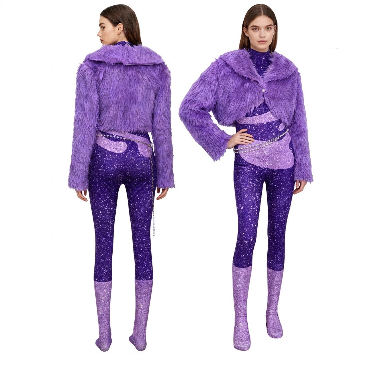 Kids Zootopia 2 Gazelle Cosplay Costume Antelope Singer Jumpsuit Purple Coat