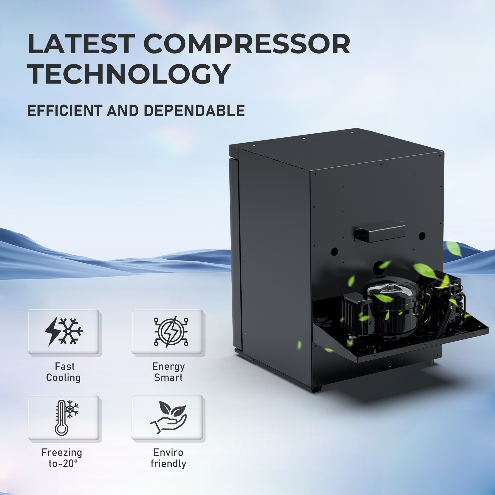 12V/24V 110V APP Camper Refrigerator Truck RV Refrigerator with Freezer 1.4cu ft