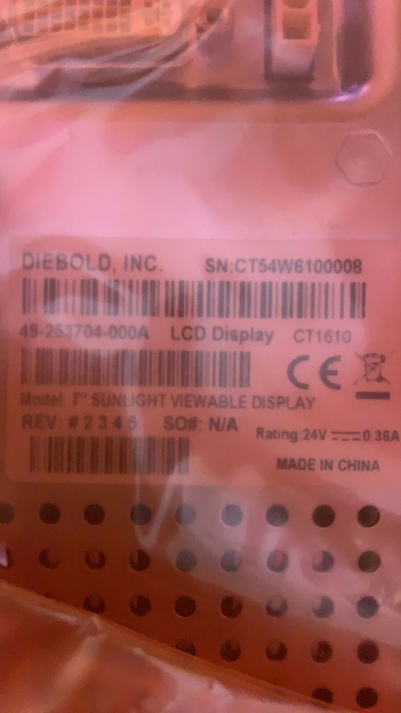 NEW Diebold LCD DISPLAY PN: 49-253704-000A