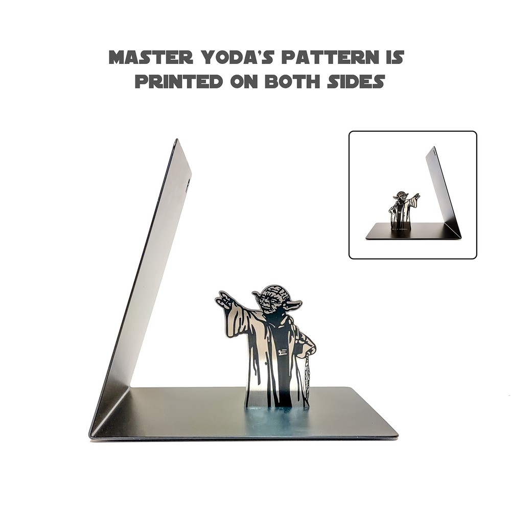 Master Yoda Force Metal Bookend, Double-sided Printing Yoda Pattern, Creative...