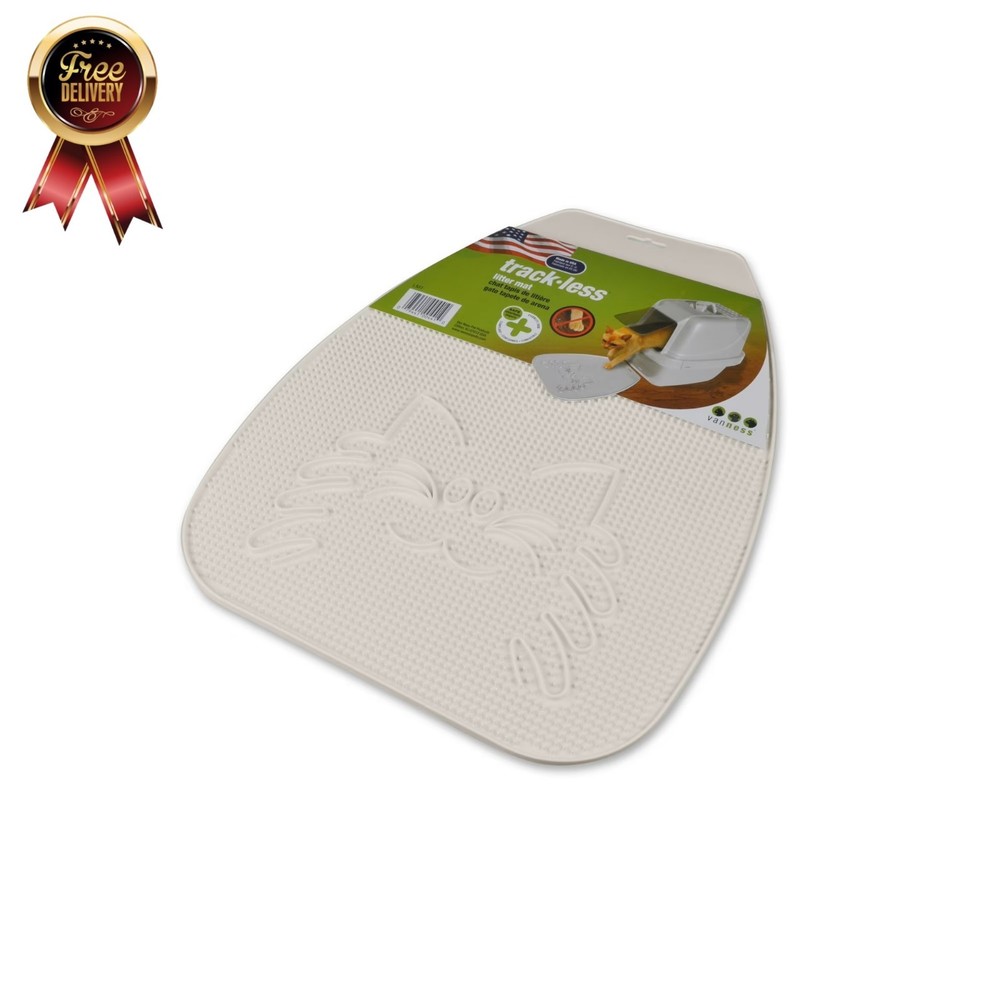 , Trackless Cat Litter Mat, White