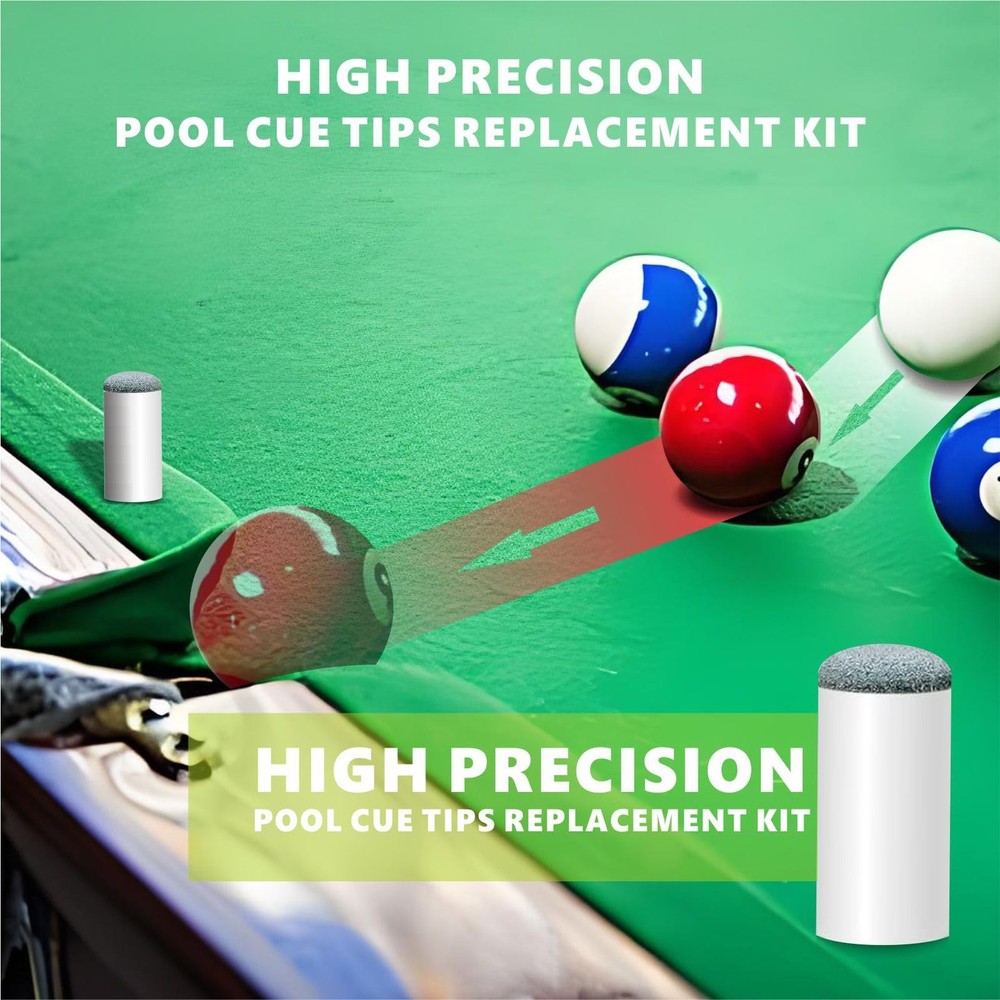 40pcs Slip On Pool Cue Tips，Premium Replacement Tips ，2 Sizes blue