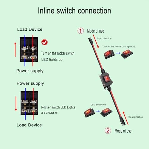 12V Inline Power Switch, Quick Connect/Disconnect switchs Power switch SAE red