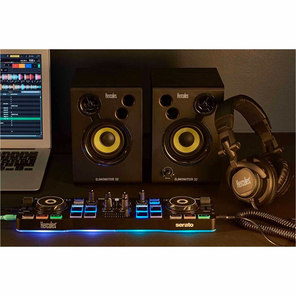 Hercules DJStarter Kit Controller and Speakers with Stands & Case Pack