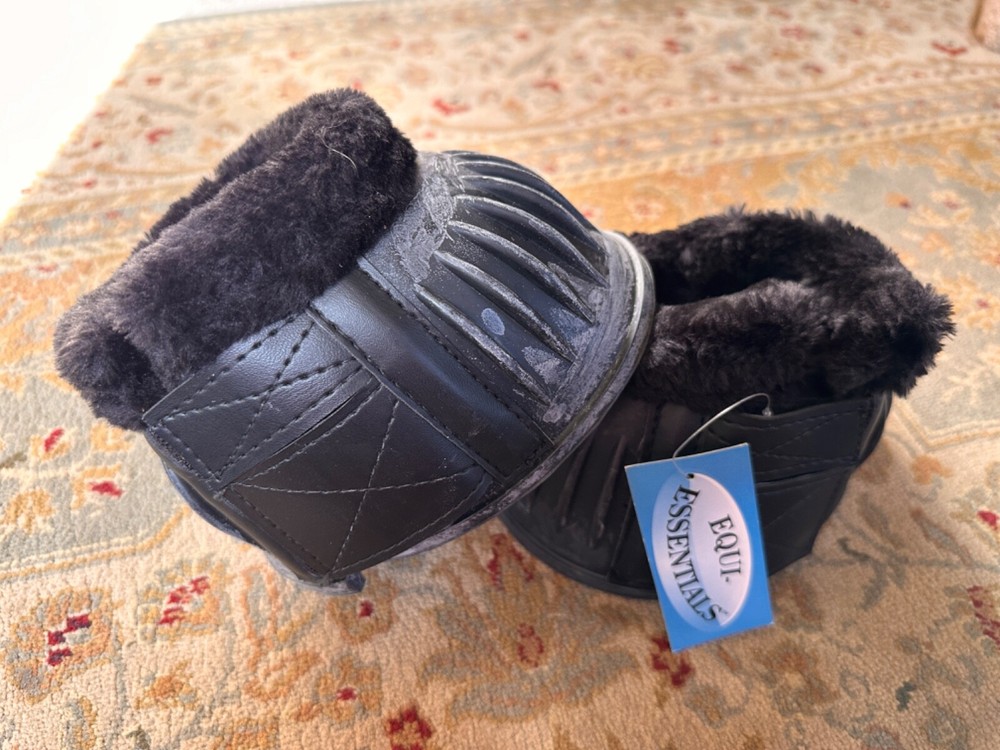 Fleece Horse Bell Boots Equi Essentials Black Extra Large