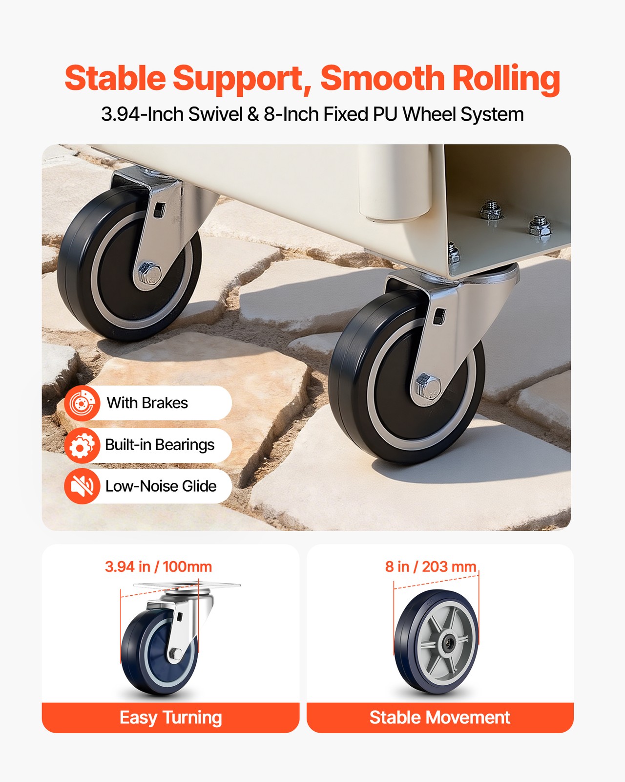 VEVOR U-Boat Platform Truck Dolly 2000 lbs Heavy Duty Hand Truck with Six Wheels