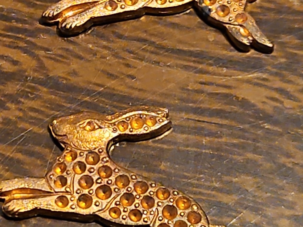 Lot Of 10 Bunny Rabbit France Vintage 60s Brass Stampings Findings Jewelry