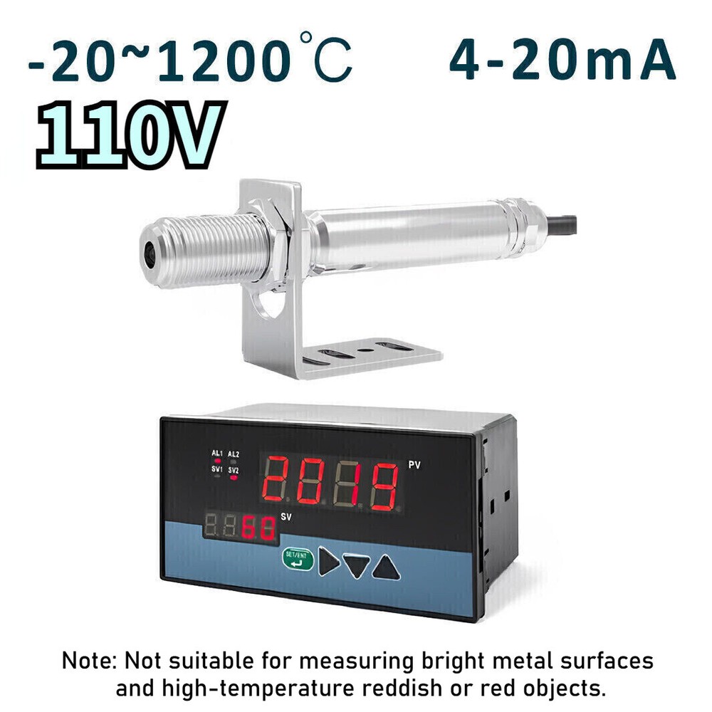 110V Industrial Temperature Controller Non-contact Infrared Thermometer Sensor