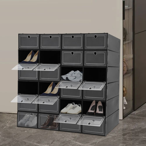 24 Pack Shoe Storage Boxes, Stackable Shoe Boxes, Shoe Storage Organizer NEW