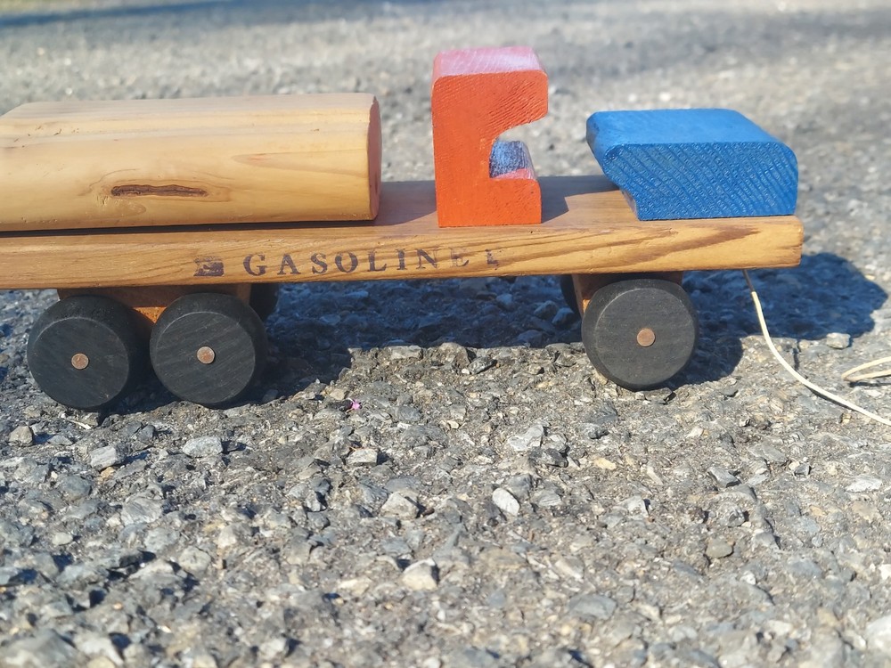 Vintage Wood Pull Gasoline Truck