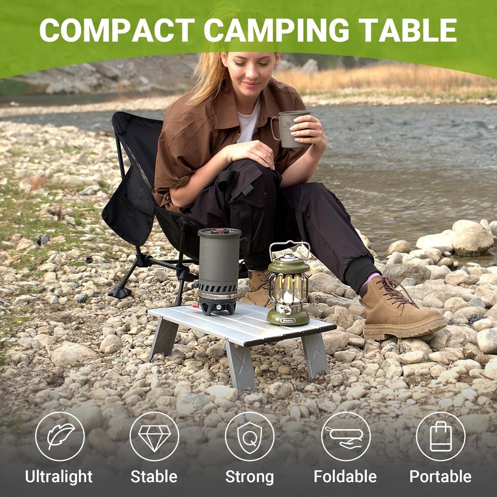 ATEPA Small Camping Table, Ultralight Portable Beach Table Folding Compact Ca...