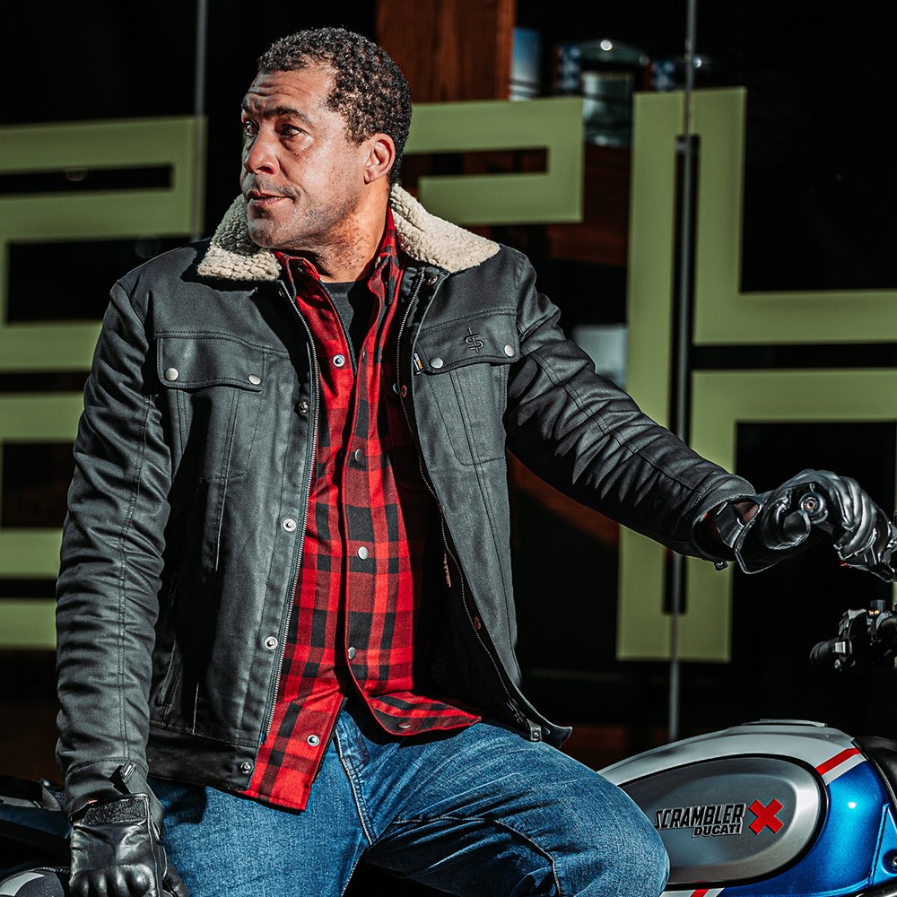 Spada Temper Trucker Textile Jacket - Black/Tan