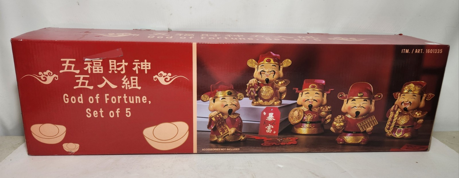 God Of Fortune, Set Of 5 Chinese Oriental Forklore Figures Whimsical Collectable