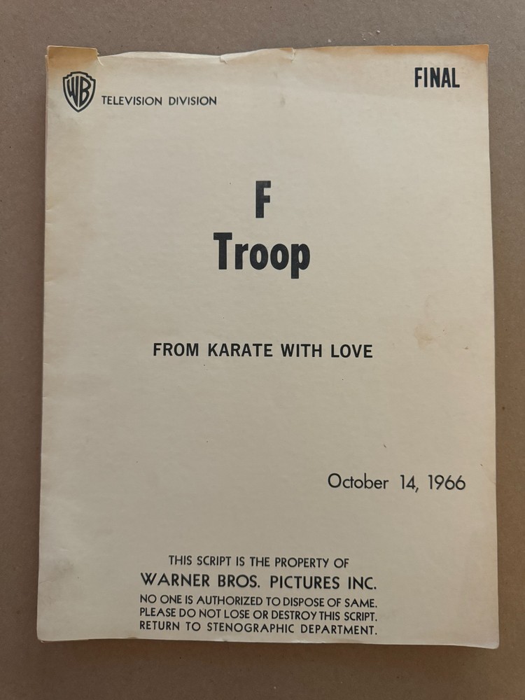 F Troop "From Karate With Love" Original Tv Show Script 1966