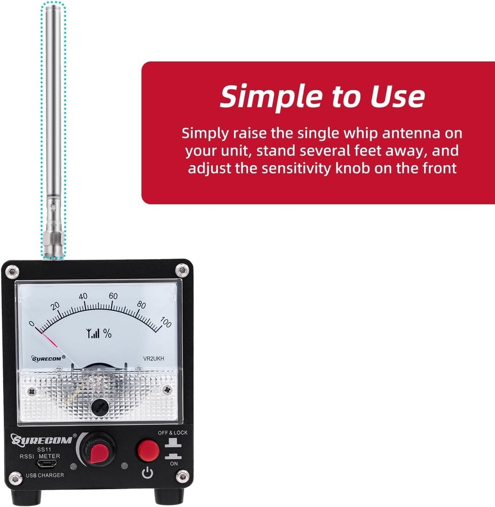 Handheld RF Signal Meter with High Sensitivity and Adjustable Pointer Amplitude