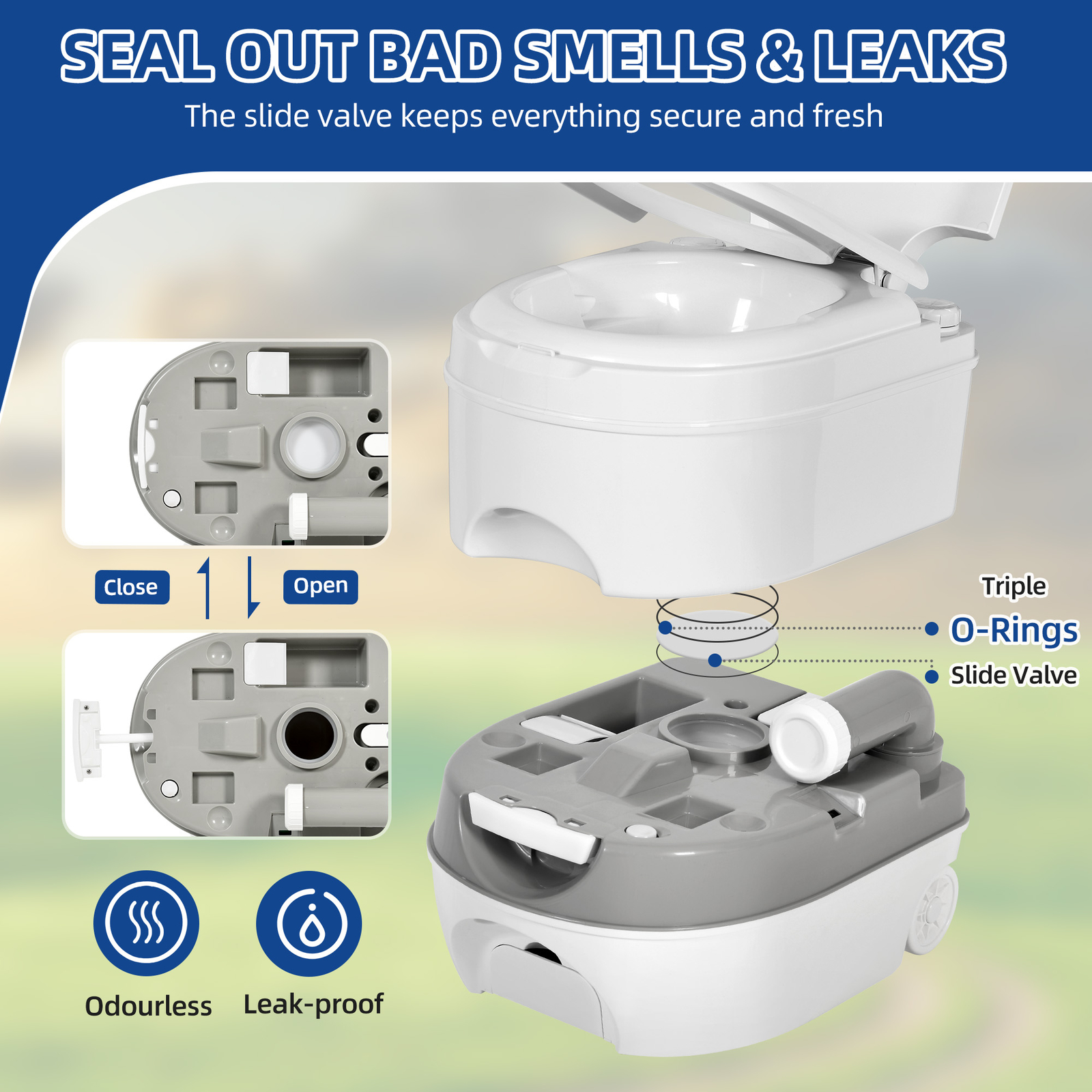 6.34 Gal Portable Toilet Porta Potty with Pressurized Flush Pump for Camping RV