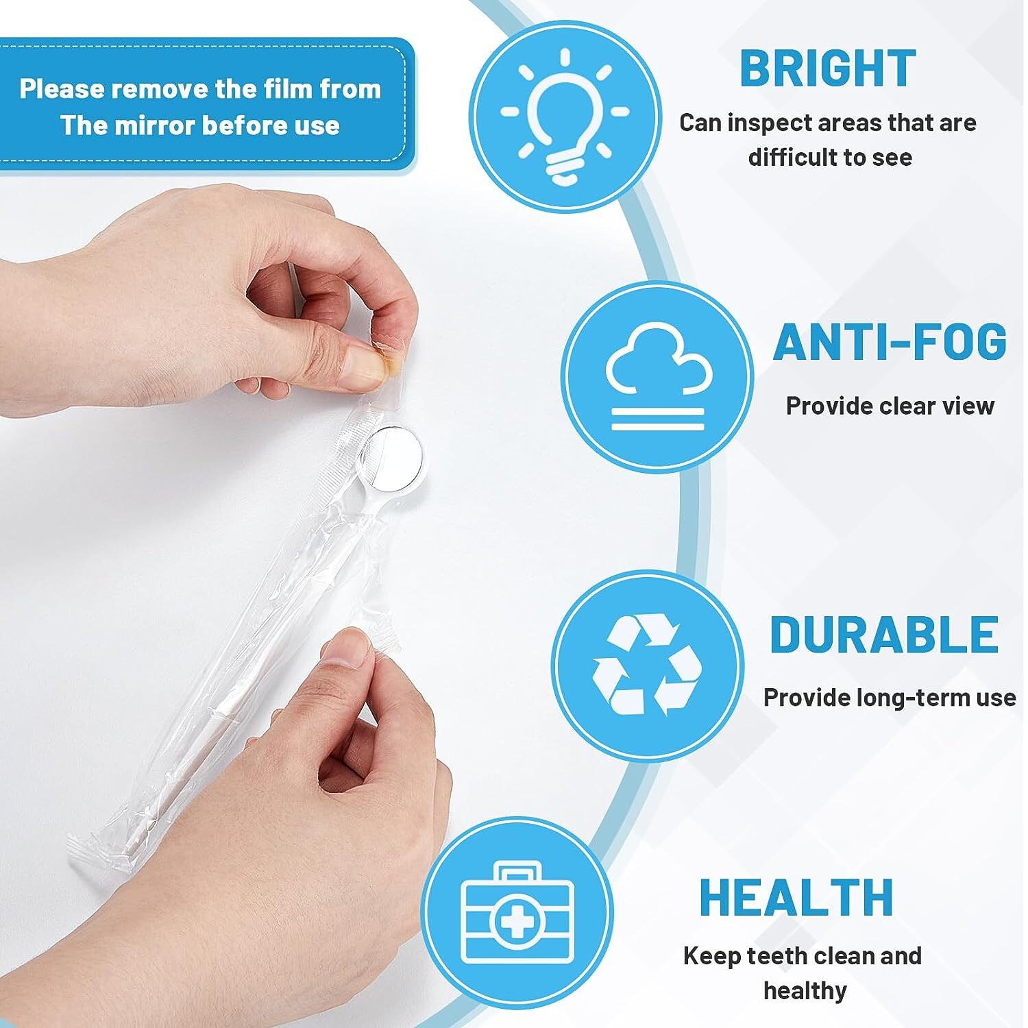 100pcs Disposable Dental Oral Exam Mouth Mirrors Anti Fog Teeth Exam Mirror