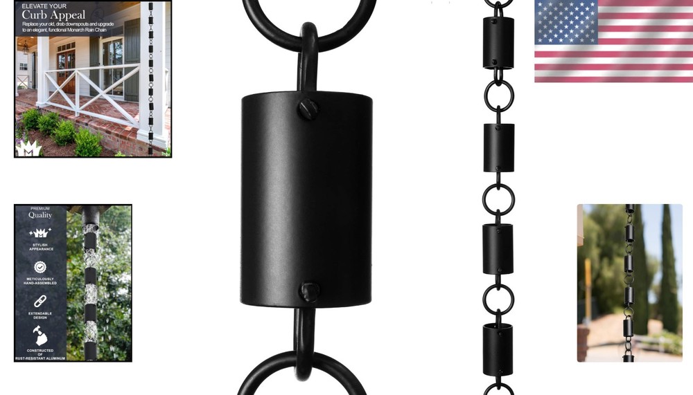 Expandable 8.5 ft Rain Chain with Triangular Hanger – Modern Gutter Alternative