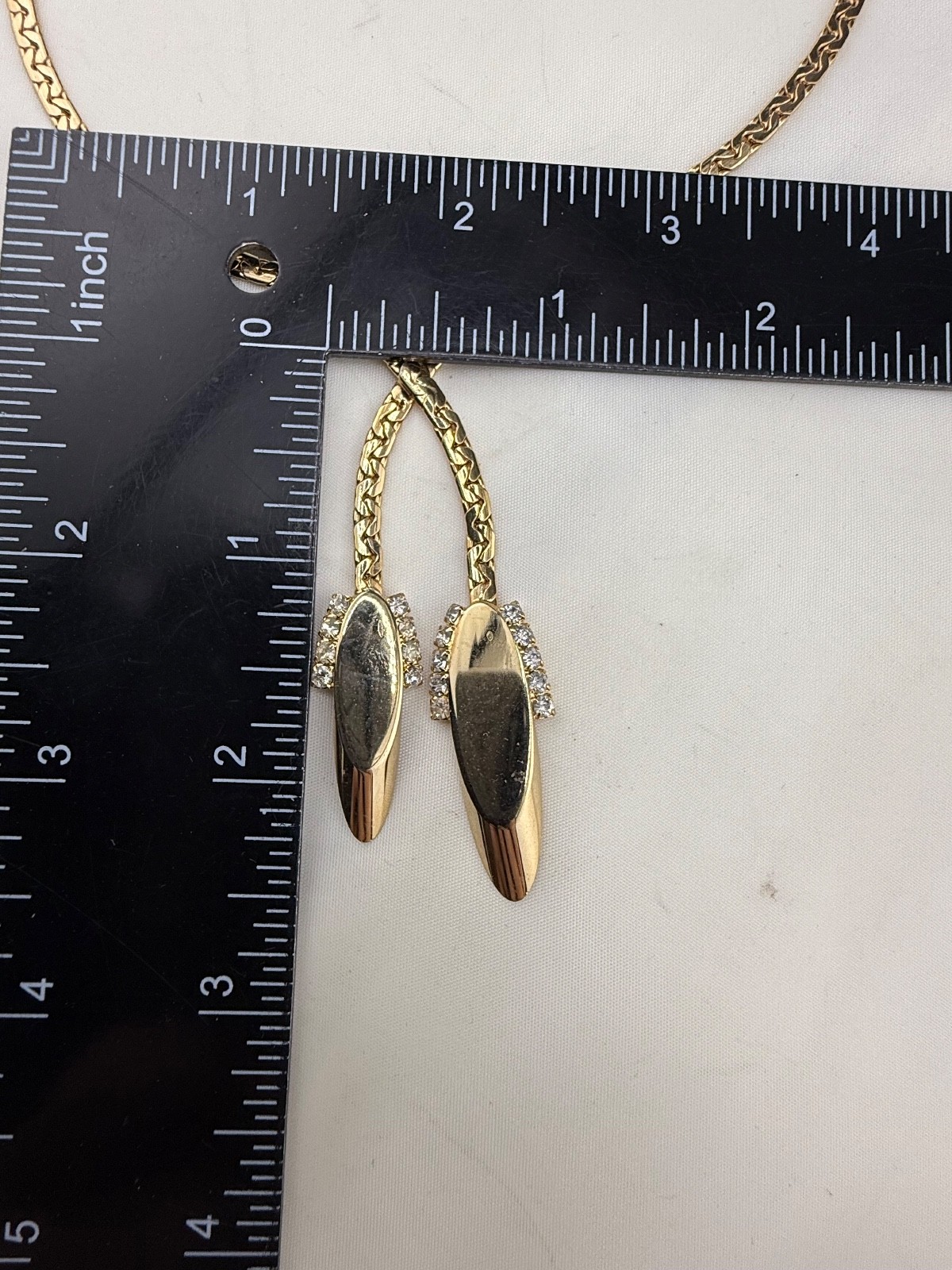 Vintage Park Lane Necklace Earring Set Clip Ons Gold Tone Rhinestone 17”