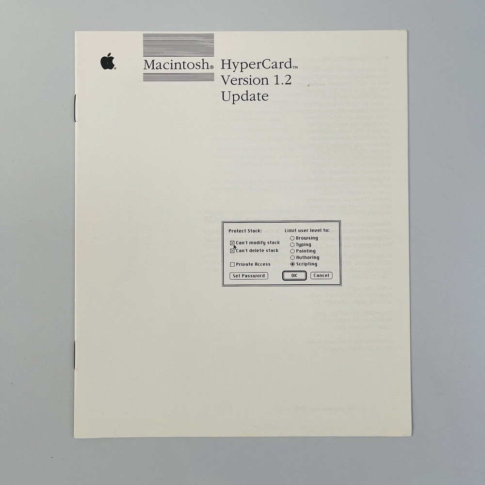 Apple Macintosh HyperCard User's Guide Manual VTG 1988 ...