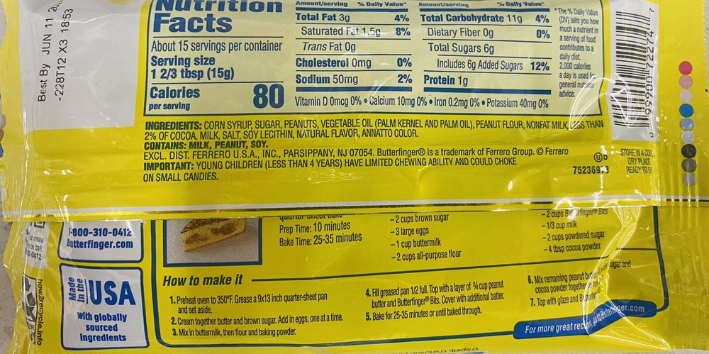 BUTTERFINGER BITS Premium Baking Chips 8 oz Bag - BAKE BETTER