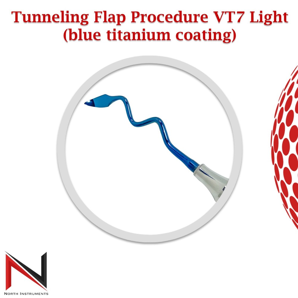 Tunneling Flap Procedure VT7 Light Blue Titanium Coated Elevators Dental Tools