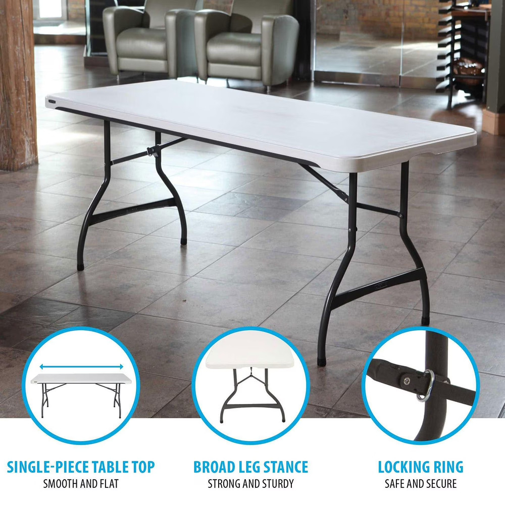 Lifetime 6' Commercial Grade Stacking Folding Table - White Granite