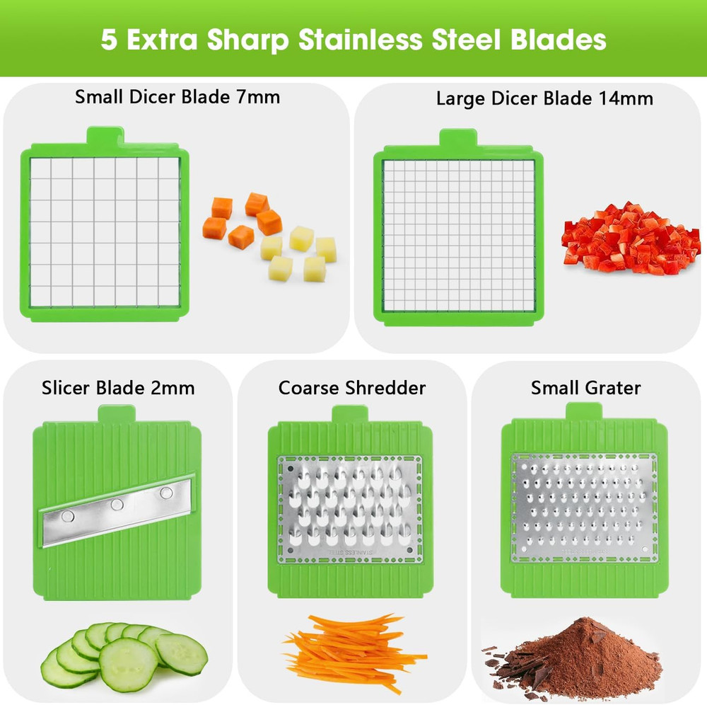 Manual Food Processor Large Vegetable Chopper, 1003ML Pull String Chopper Garlic