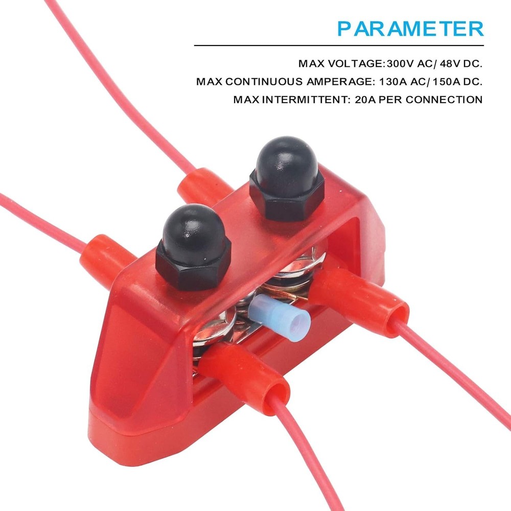 Compact Dual Stud Screw Terminal Block - Red & Black Power Distribution Solution