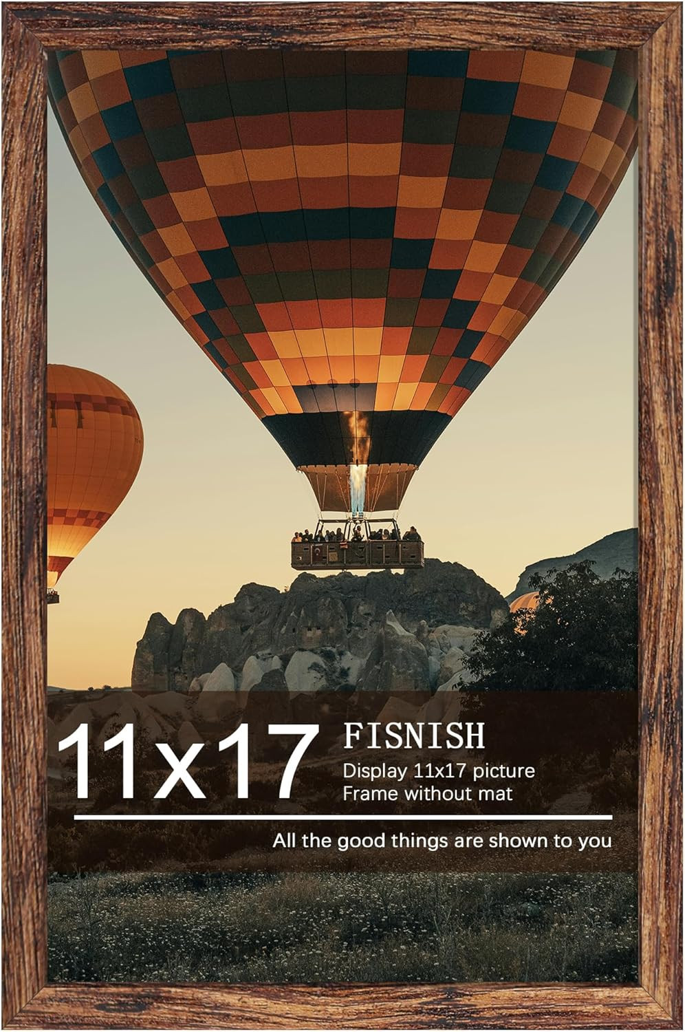 11X17 Picture Frame Brown, Classic Poster Frame for Horizontal or Vertical Wall