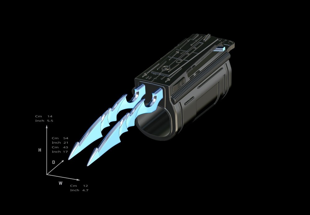 Predator Gauntlet Forearm Right removable blades scale 1;1 File for 3D Printer