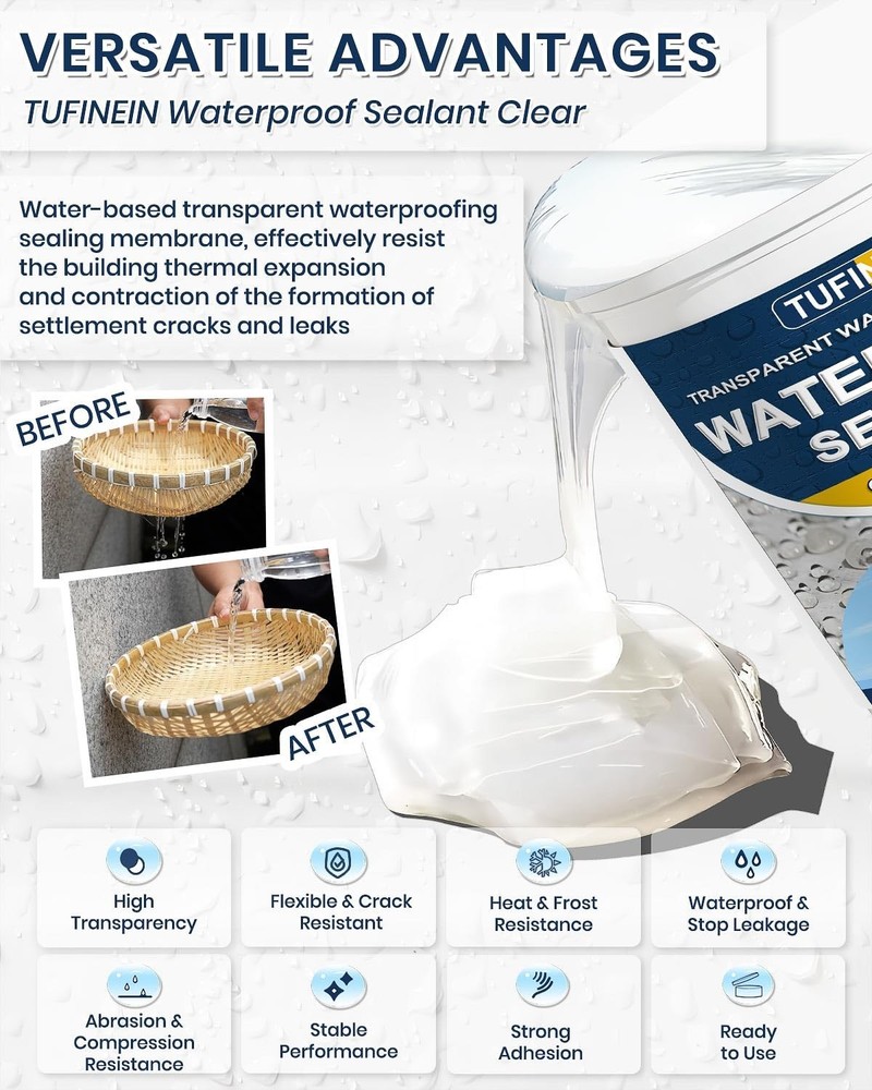 Durable Invisible Waterproof Sealant 35oz - For All Surfaces & Structures