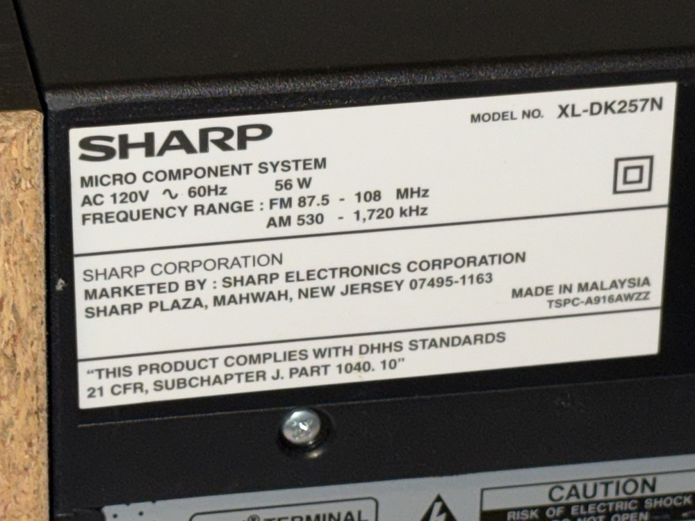 Sharp XL-DK257N Micro Component Stereo System iPod Dock CD & AM/FM Free Ship