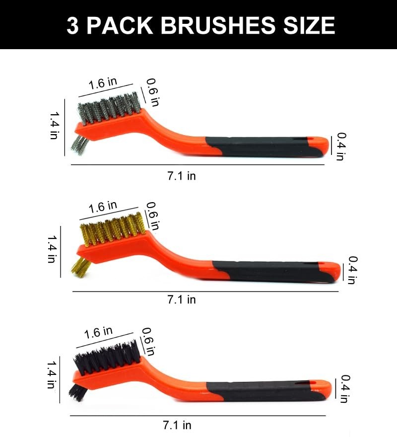 Conveniently Packaged 3 Brass Wire Brushes - Ideal Rust Removal and Storage