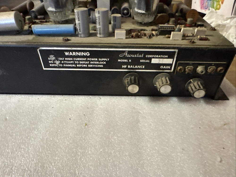 ACOUSTAT Model X Tube Amplifier Untested Sold As Is.