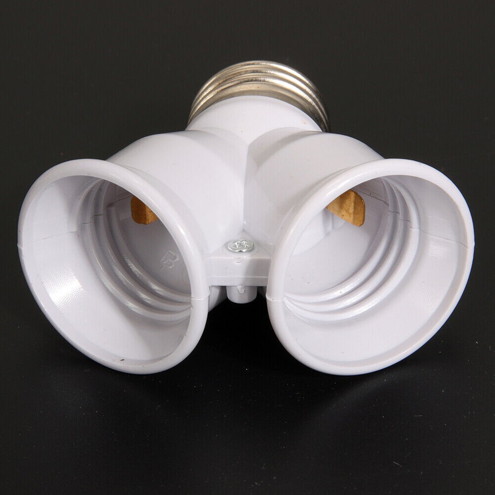 2 in 1 E27 Lamp Socket Splitter Adapter Light Double Y Bulb Base Stand Holder 2X