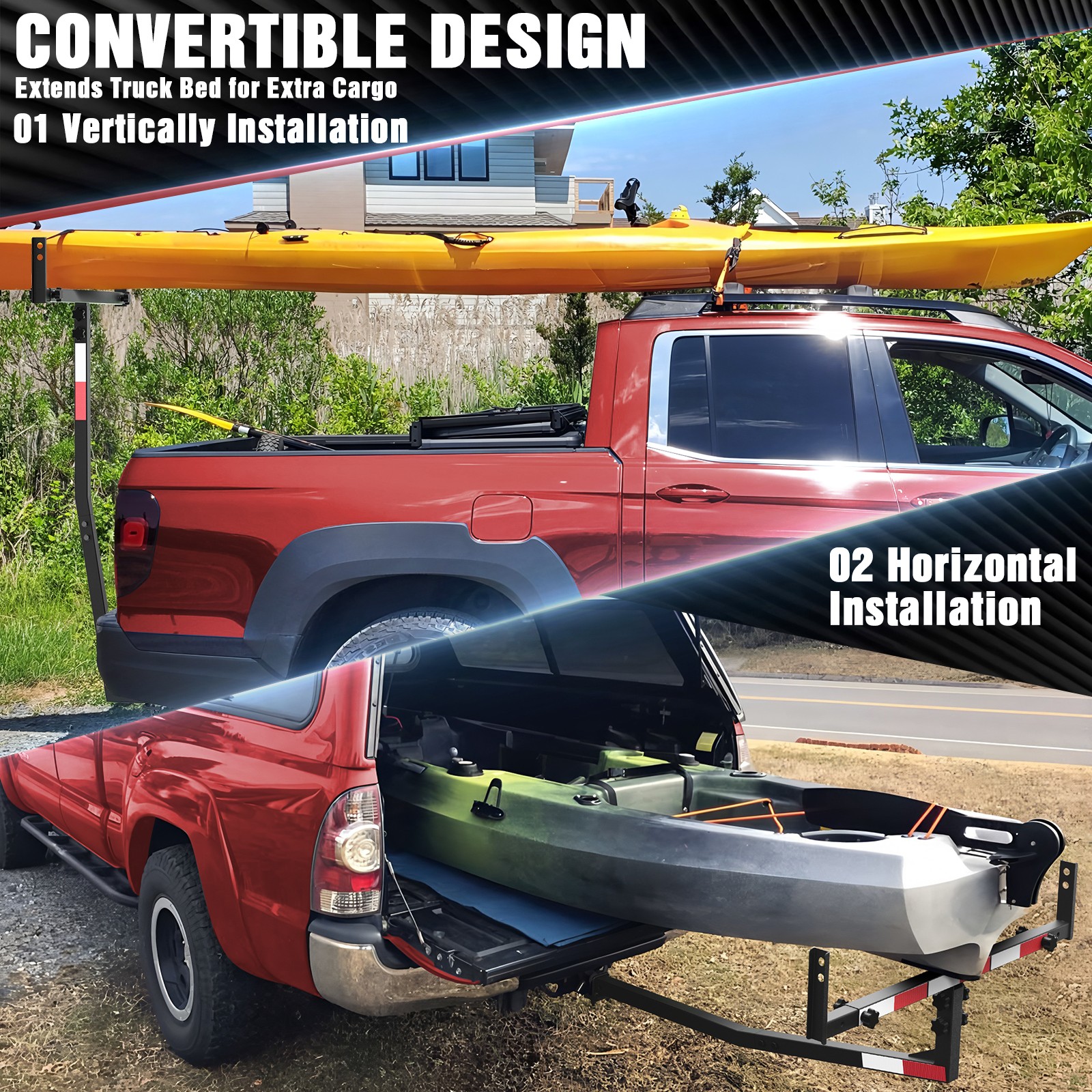 Load Extender Truck Hitch Support Haul Ladder Lumber Rack Fit 2'' Hitch Receiver