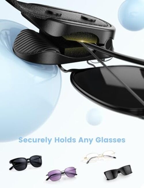 Sunglass Holder for Car Visor - [1s One-Hand Access] [Never Fall Secure] Car