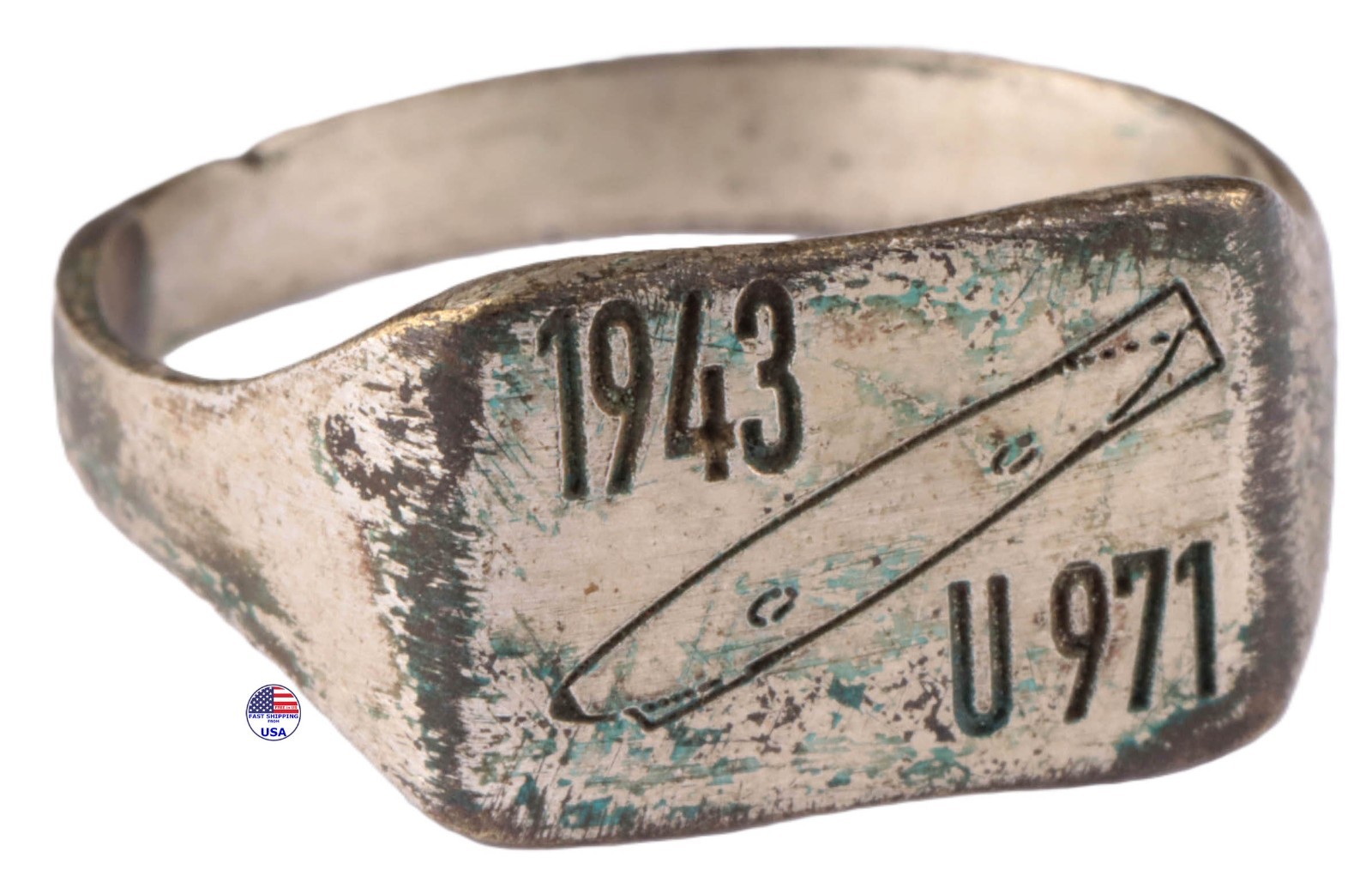 U971 Zeppelin 1943 U-boat WW2 German ring naval submarine U-Boot Kriegsmarine