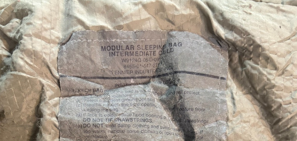 USGI Intermediate Cold Weather Sleeping Bag Modular Sleep System- VGC