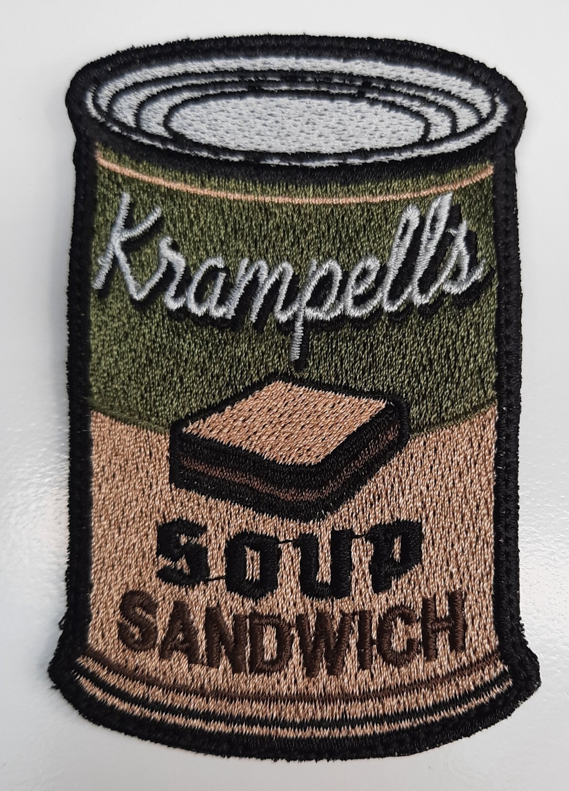 Krampell's Soup Sandwich Can Morale Patch w/ Hook Backing Multicam Subdued