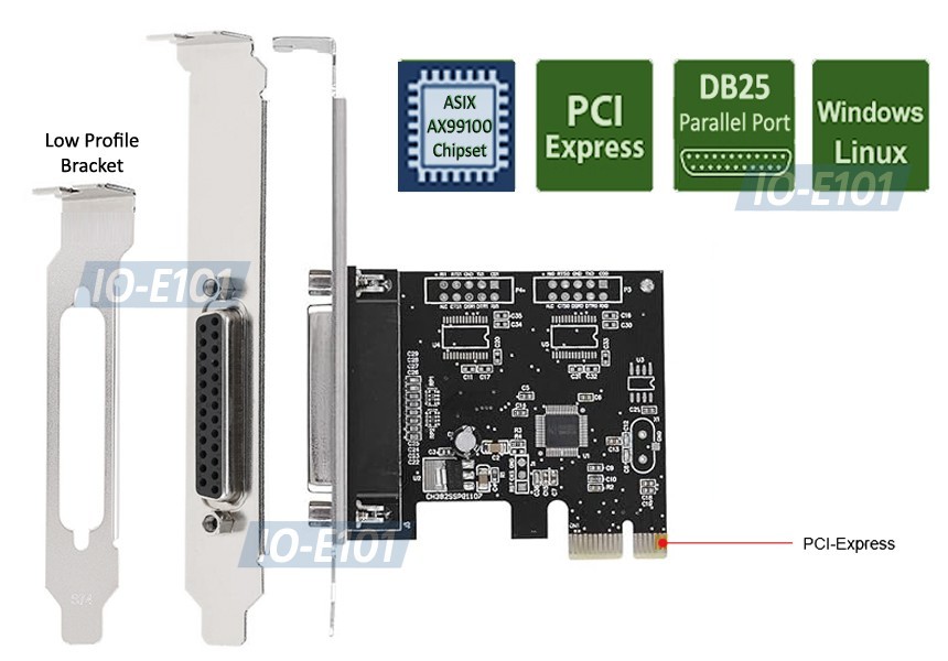 Premium Single Parallel Port PCIe PCI-E DB25 Printer Card W/Low Profile Bracket