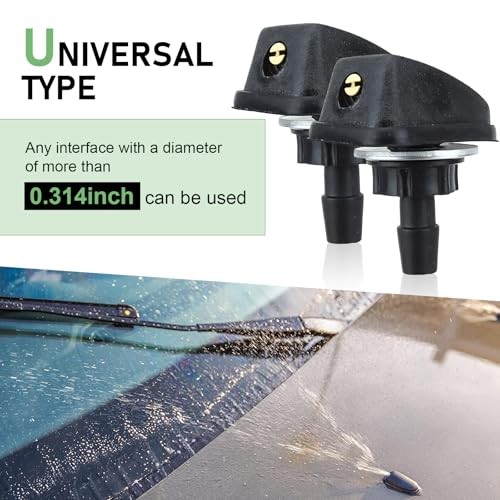 2 PCS Front Windshield Washer Nozzle Kit, Adjustable Fan Shape Spray Wiper