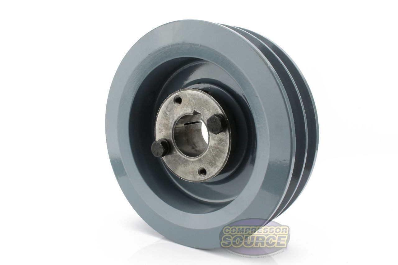 Cast Iron 6" Dual Groove Belt B Section 5L Pulley with 1 Inch Sheave Bushing