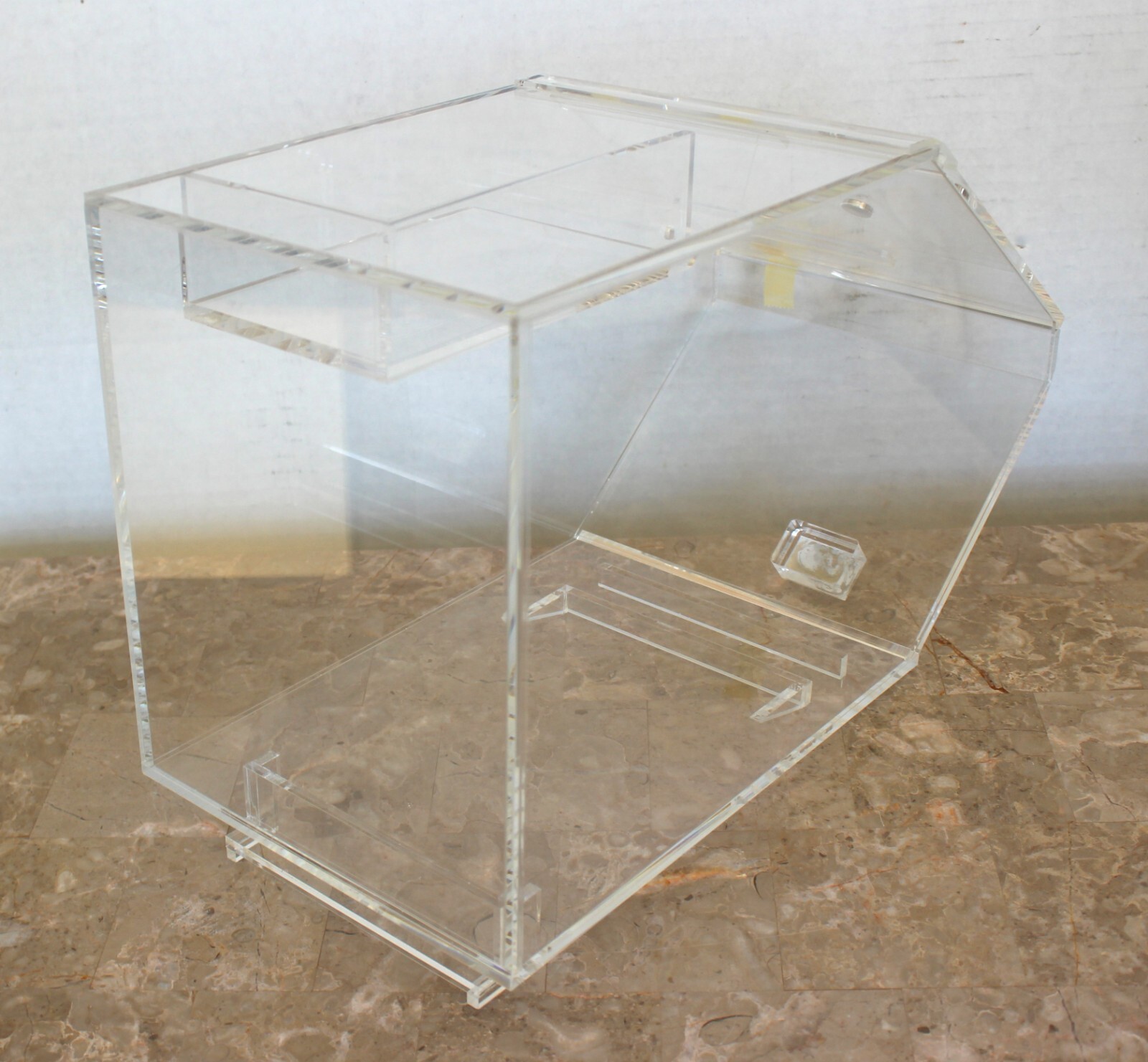 Acrylic Storage Bin Container w/Hinged Lid for use with candy gondola