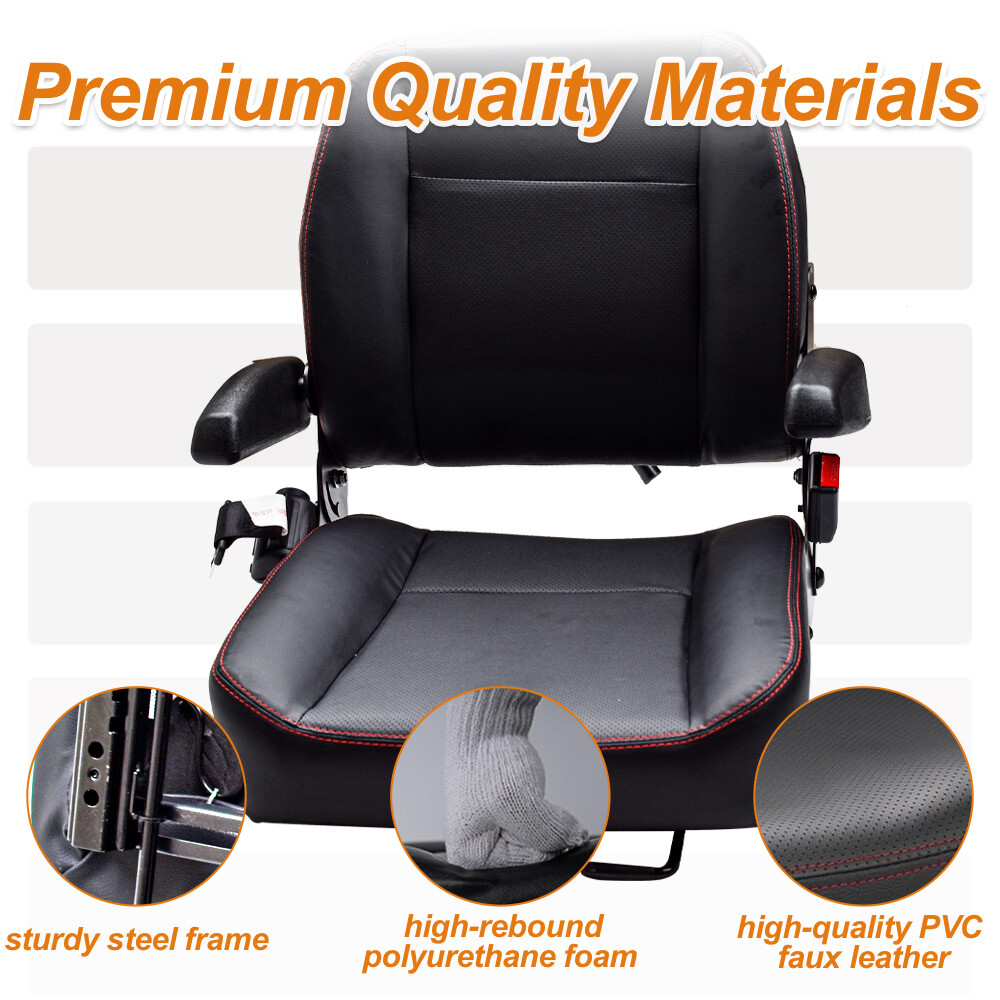 Universal Forklift Excavator Tractor Mower Seat with Armrest Safety Belt