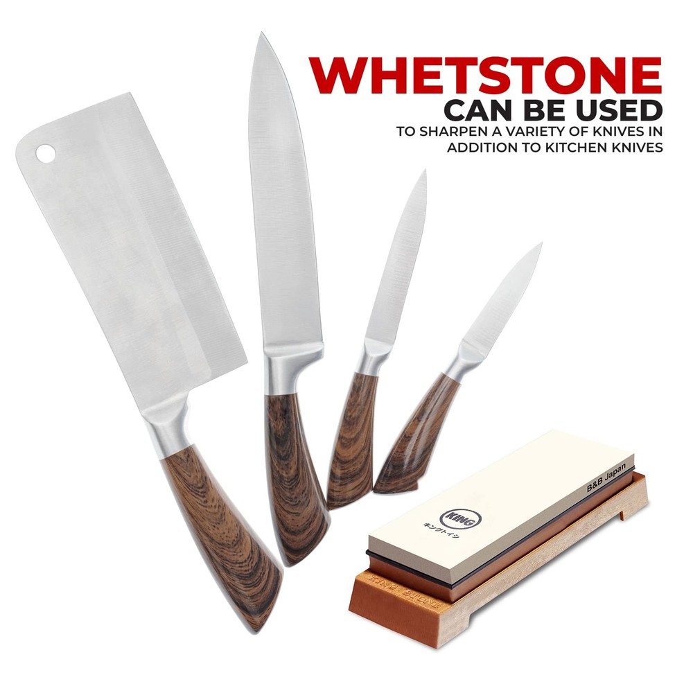 KING Whetstone Starter Set Include 1000/6000 Grit set, Brown