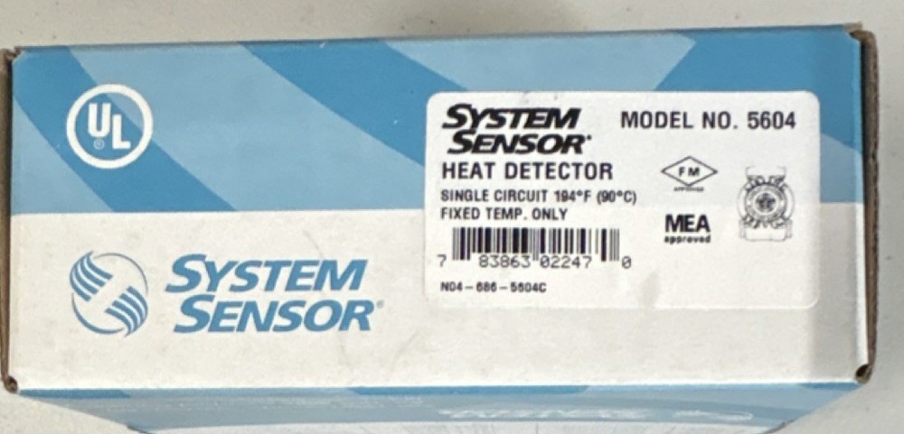 System Sensor 5604 Heat Detector Single Circuit 194°F Fixed Temp