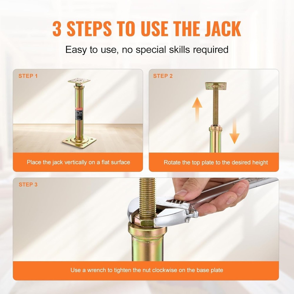 4 Pack Adjustable Floor Jacks for House Foundation Support 11-16 inch