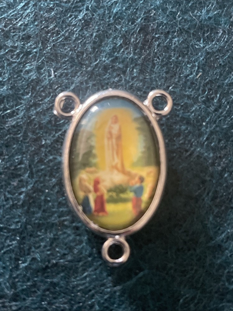 Our Lady of Fatima Medal Rosary Centers | Rosary Making Parts | Silver Tone